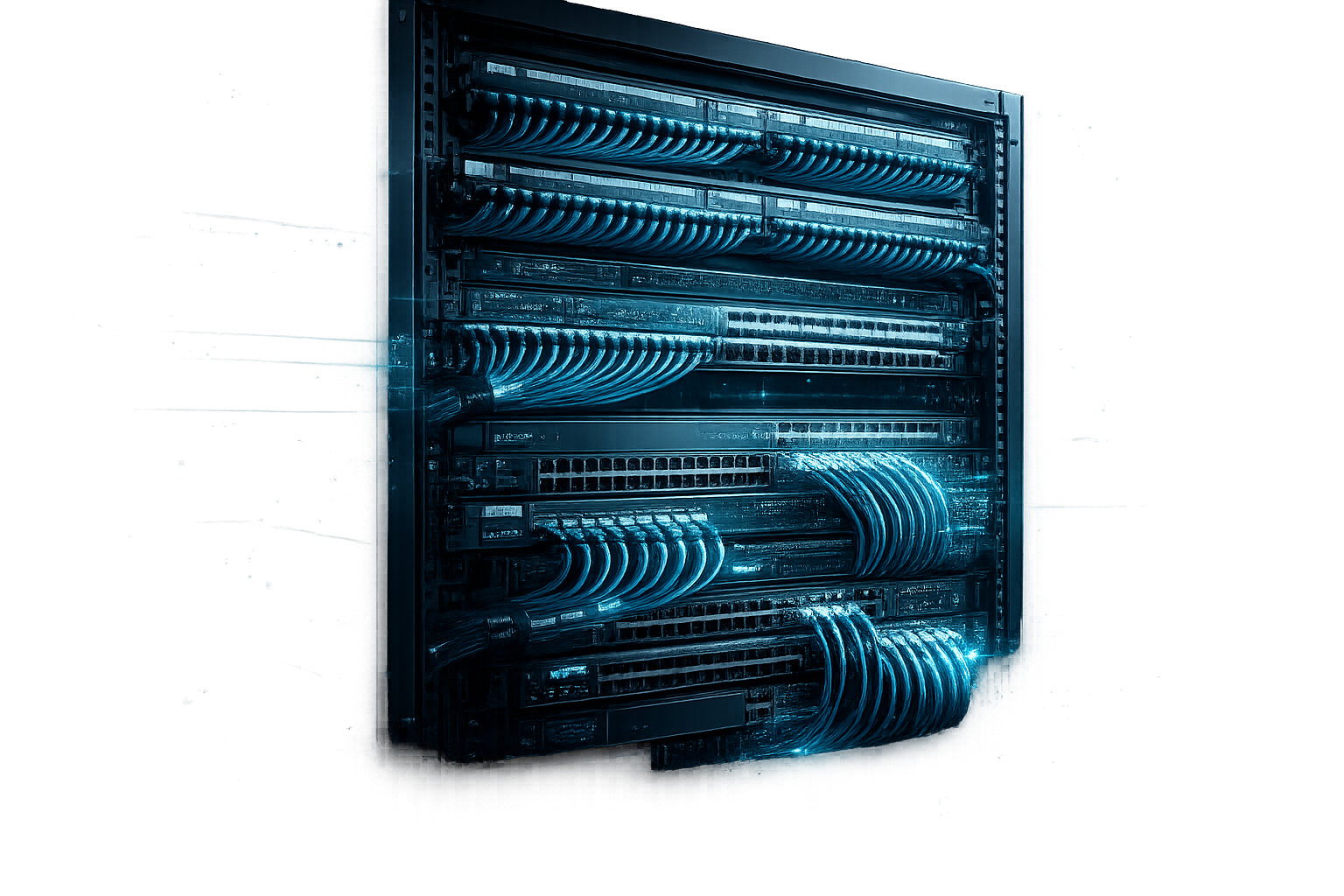 Rack profesional ordenado y escalable